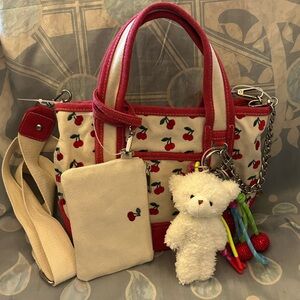 MG Cherry Canvas Mini Tote with charms